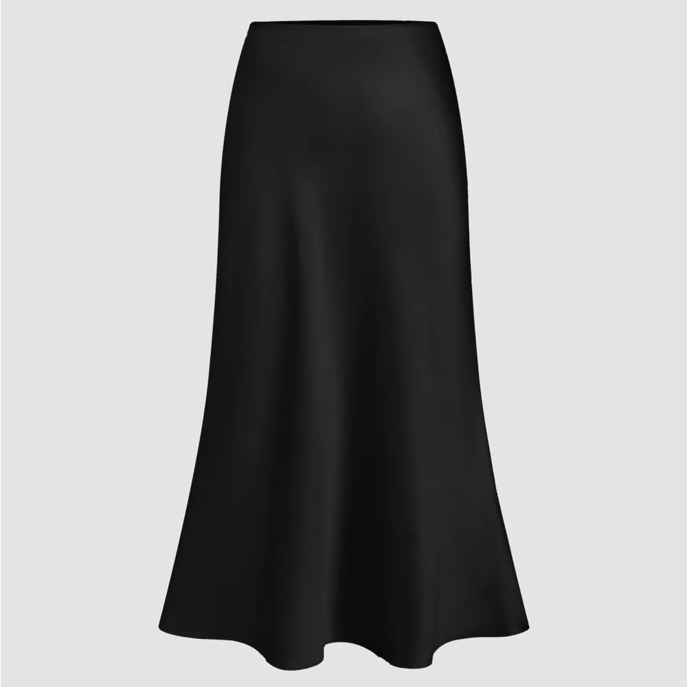 Elegant Silk Black Maxi Skirt